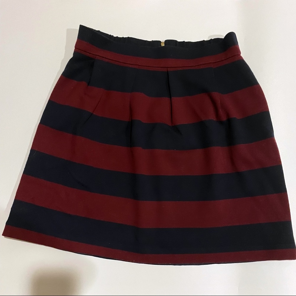 Navy and Maroon Striped Skirt